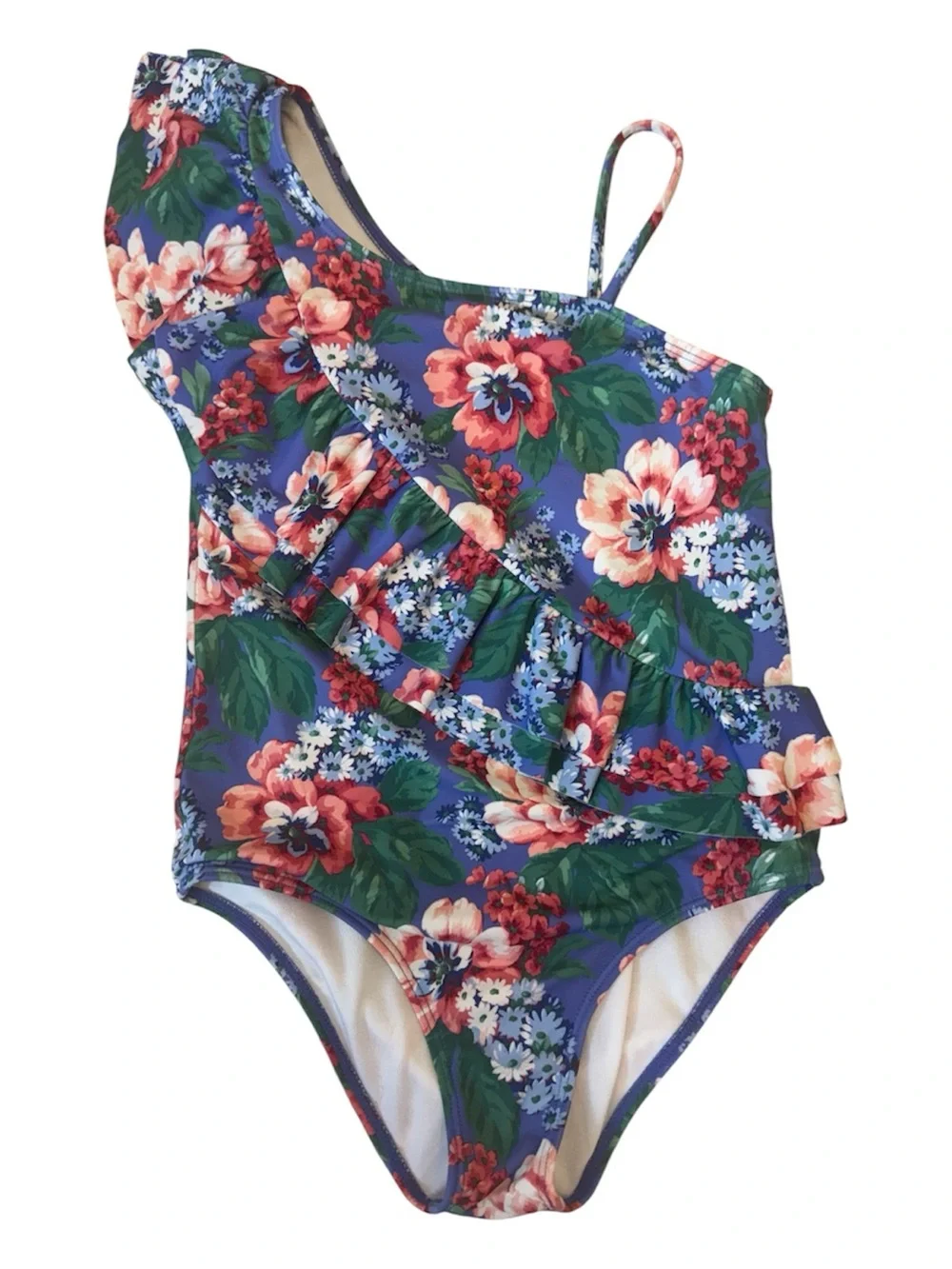 Janie and Jack Girl Floral Ruffle Shoulder Swimsuit Size 10